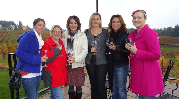 Kim and her group of military wives enjoy a day in the Willamette Valley.